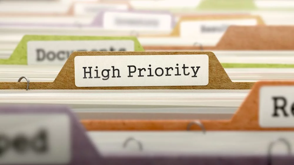 High priority means that something is particularly important, to be given priority over other tasks.